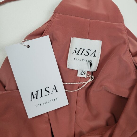MISA Los Angeles Domino Draped Mini Dress Womens XS Blush Rose Warm Weather Glam - Picture 2 of 16